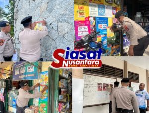 Personel Polres Belitung Laksanakan Pemasangan Stiker Himbauan Tolak Geng Motor di Wilayah Hukum Polres Belitung