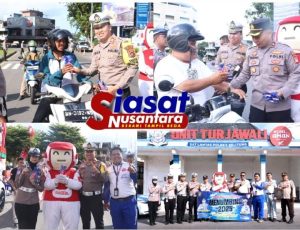 Satlantas Polres Belitung Bagikan Brosur, Stiker, Helm, dan Coklat dalam Rangka Operasi Keselamatan Menumbing 2025
