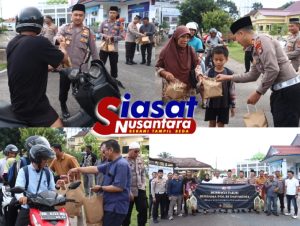 Polres Belitung dan Rekan Media Berbagi 300 Paket Takjil kepada Masyarakat
