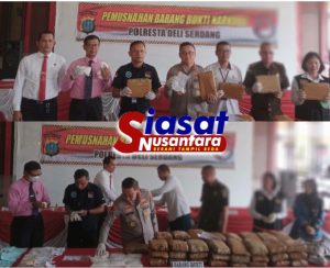 Satres narkoba Polresta Deli Serdang Musnahkan Barang Bukti Sabu Seberat 2.930 Gram dan Ganja 50 Kg serta Ekstasi 41 Butir
