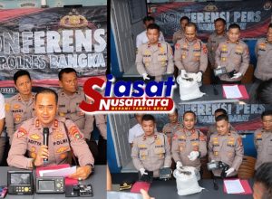 Polres Bangka Barat Gelar Konferensi Pers Ungkap Penyelundupan 5 Ton Pasir Timah, 8 Pelaku Diamankan