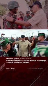 Menteri Pertahanan Ajak Personil Rindam II/Sriwijaya Tingkatkan Pertahanan Kuat