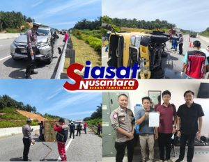 Satuan PJR Ditlantas Polda Riau Evakuasi Laka Lantas di Jalan Tol Pekanbaru Dumai Km 10, Diduga Pengemudi Pajero Alami Microsleep