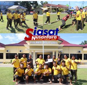 Semarak Hari Bhayangkara ke-79, Polres Belitung Gelar Lomba Tarik Tambang Penuh Kemeriahan dan Semangat