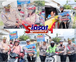 Ditlantas Polda Riau Serta Satlantas Jajaran Bagikan Bendera Merah Putih ke Pengendara