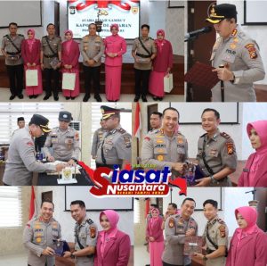 Kapolresta Pekanbaru Kombes Pol Jeki Rahmat Mustika, S.I.K. Pimpin Upacara Sertijab Tiga Kapolsek di Jajarannya