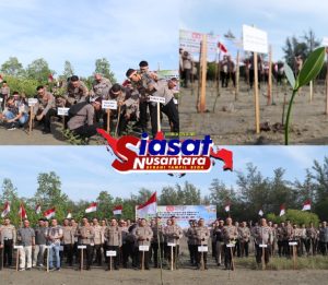 Polres Belitung Tanam 300 Bibit Mangrove Dukung Program Ketahanan Bumi Serumpun Sebalai