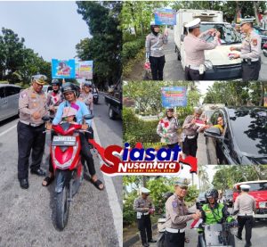 Polantas Menyapa, Subdit Kamsel Ditlantas Polda Riau Tebar Semangat Merah Putih kepada Pengendara