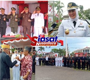 Wagub Babel Hellyana Ikuti Upacara Pengibaran Bendera Merah Putih HUT ke-80 RI di Halaman Kantor Bupati Belitung
