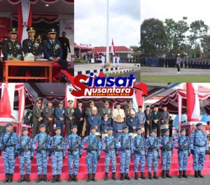 Prajurit Udara Hadir Penuh Semangat Saat Upacara Penurunan Bendera HUT ke-80 RI di  Belitung Timur