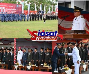 Kadisops Lanud H AS Hanandjoeddin Hadiri Upacara Penurunan Bendera HUT ke-80 RI di Belitung