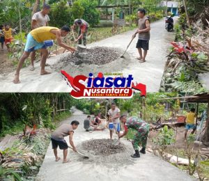 Koramil 1301-01/Tagulandang Bersama Warga Laksanakan Kerja Bakti, Tingkatkan Infrastruktur Pedesaan