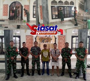 Sambut HUT TNI ke-80, Danramil 1301-02/Siau Bersama Anggota Laksanakan Karya Bakti di Masjid Al-Jihad Ulu Siau