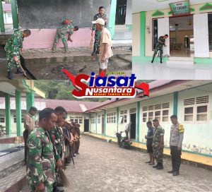 Jelang HUT TNI Ke-80, Karya Bhakti Koramil 1301-07/Tabut Laksakanakan Pembersihan di Mesjidt Altaqwa