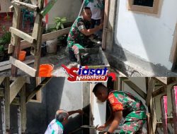 Tingkatkan Kepedulian Sosial, Babinsa Koramil 1301-05 Tahuna Turut Sukseskan Renovasi Rumah Warga Soataloara I