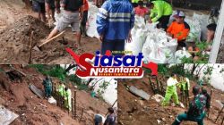 Antisipasi Longsor Susulan, TNI-Polri dan Warga Karangdadap Gotong Royong Bangun Tanggul Sungai Kupang