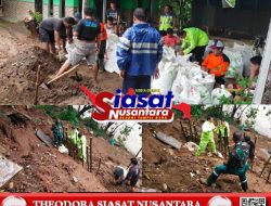 Antisipasi Longsor Susulan, TNI-Polri dan Warga Karangdadap Gotong Royong Bangun Tanggul Sungai Kupang