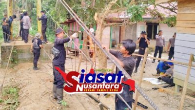 Wujudkan Mimpi Anak Sekolah, Polda Riau Kebut Jembatan Gantung di Kuansing