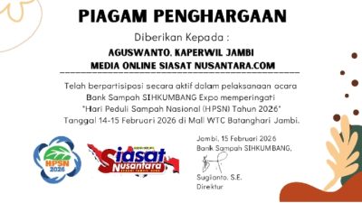 Media Online Siasat Nusantara Terima Penghargaan Kemitraan Terbaik dari Bank Sampah Sihkumbang