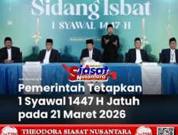 Hasil Sidang Isbat, Pemerintah RI Tetapkan 1 Syawal 1447 H Jatuh pada Hari Sabtu 21 Maret 2026